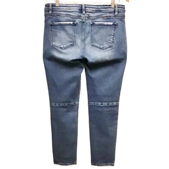 KanCan 11(29) Distressed Women’s Jeans Mid Rise Tapered Leg Stretch KC8575M - Picture 2 of 8